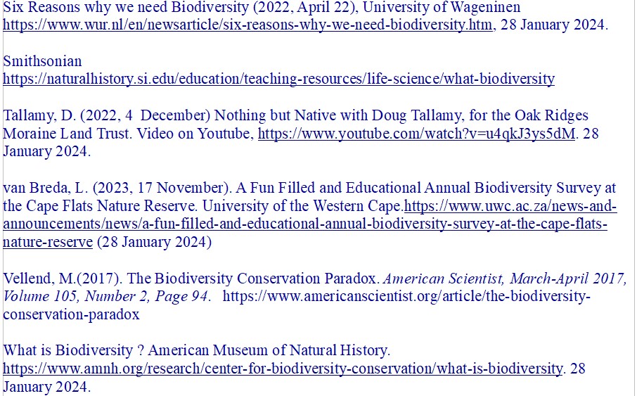 References on biodiversity 3